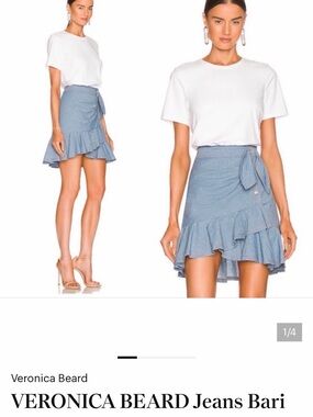 Veronica Beard Light Blue Wrap Ruffle Mini Skirt